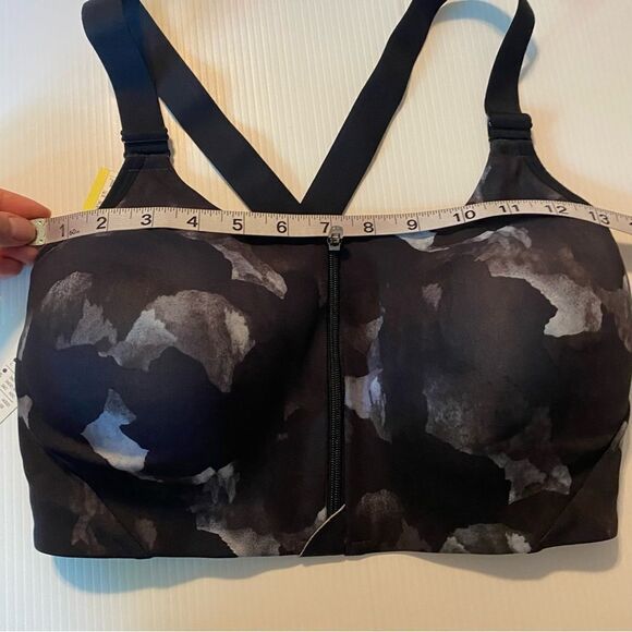 All in Motion High Support impact Black gray Print mesh camo Zip Front Bra 36DD - Picture 6 of 8